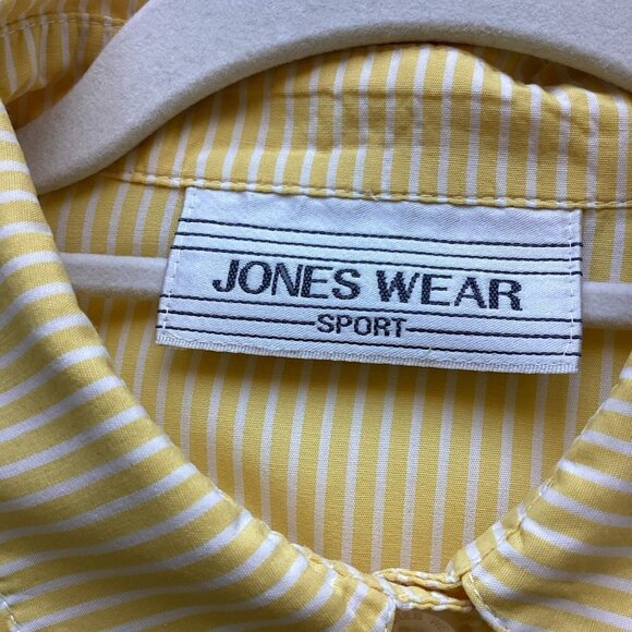 Jones Wear Sport Career Blouse Women's Long Sleeve Yellow Striped Size Medium - Picture 5 of 5